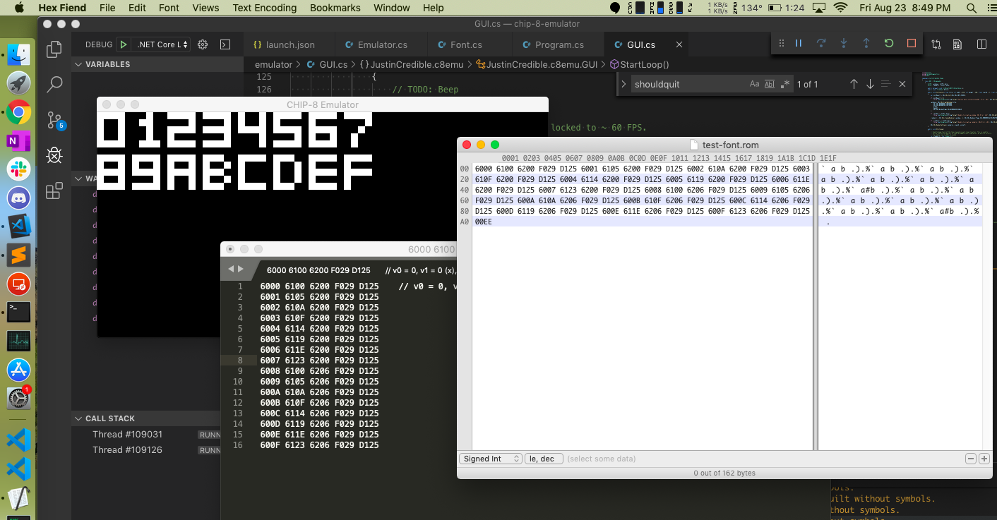 A screenshot of my CHIP-8 emulator early in development.